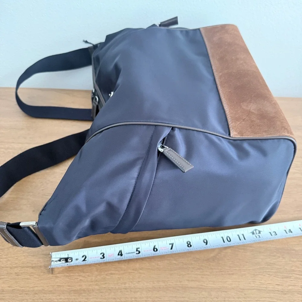 Prada Bandoliera Tessuto Camoscio Messenger Bag Navy Blue Brown 2VH180